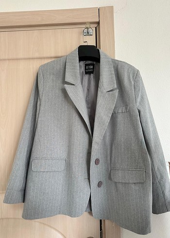 Gri Düğmeli Kadın Blazer Ceket - Görsel 2