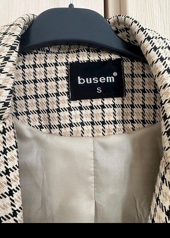 Bej Ekose Desenli Kadın Blazer Ceket - Görsel 2