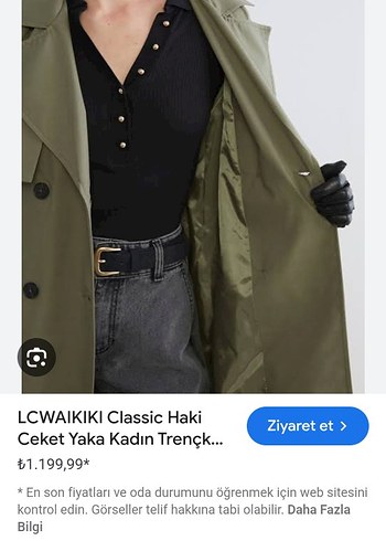 Kadın Haki Uzun Kesim Salaş Trençkot etiketli sıfır ürün - Görsel 4