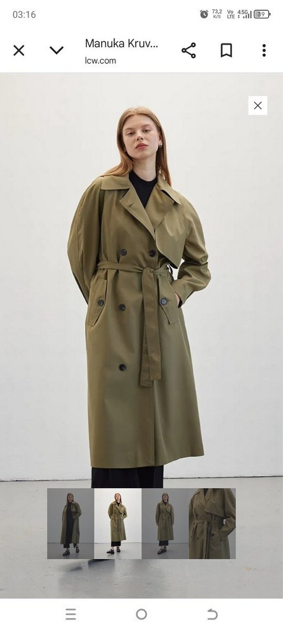 Kadın Haki Uzun Kesim Salaş Trençkot etiketli sıfır ürün - Görsel 2