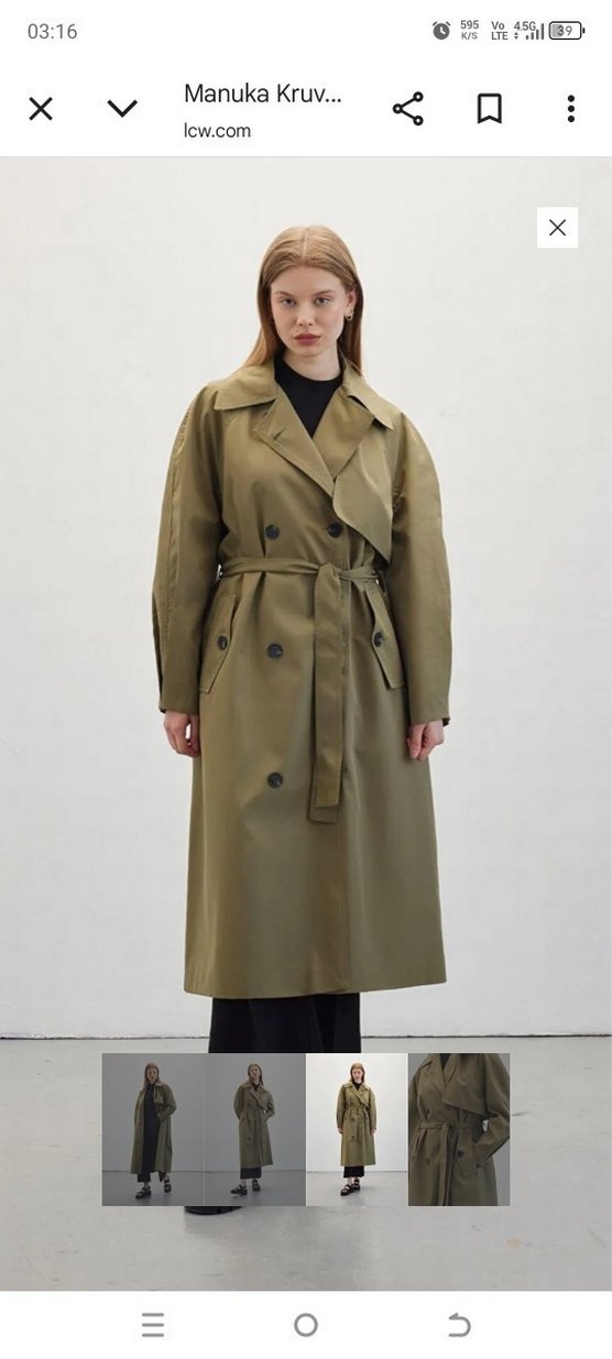 Kadın Haki Uzun Kesim Salaş Trençkot etiketli sıfır ürün - Görsel 3