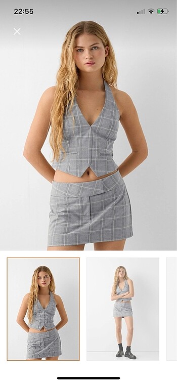 BERSHKA MİNİ ETEK ETİKETLİ