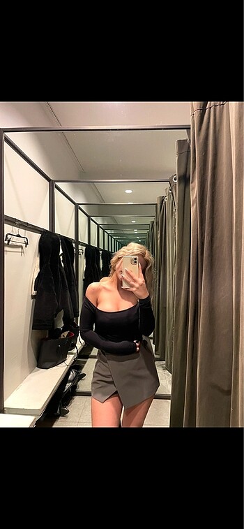 xs Beden gri Renk ZARA ŞORT ETEK