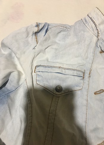 Mango Düğmeli Mavi Kadın Denim Ceket