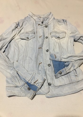 Düğmeli Mavi Kadın Denim Ceket
