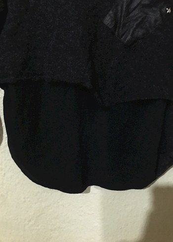 38 Beden siyah Renk Düğmeli Siyah Uzun Kollu Mini Bluz