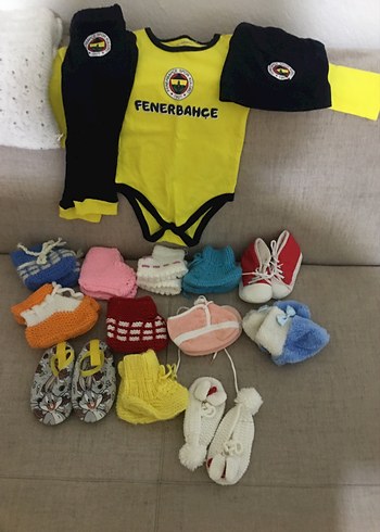 Sarı Fenerbahçe Erkek Bebek Örme Takım