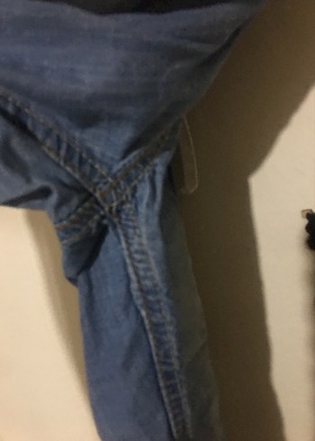 Kadın Mavi Bol Kesim Kemerli Midi Jean - Görsel 7