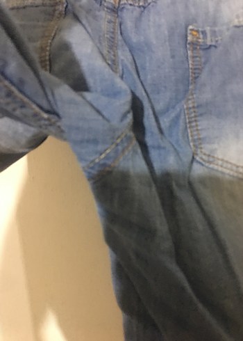 Kadın Mavi Bol Kesim Kemerli Midi Jean - Görsel 6