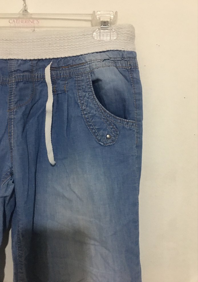 Kadın Mavi Bol Kesim Kemerli Midi Jean - Görsel 2