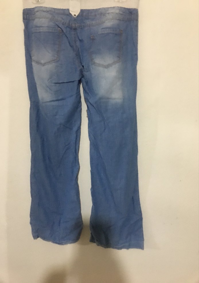 Kadın Mavi Bol Kesim Kemerli Midi Jean - Görsel 5