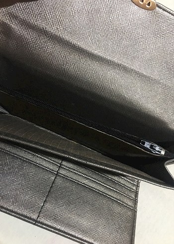 Gri Deri Tokalı Kadın Portföy Cüzdan - Görsel 3