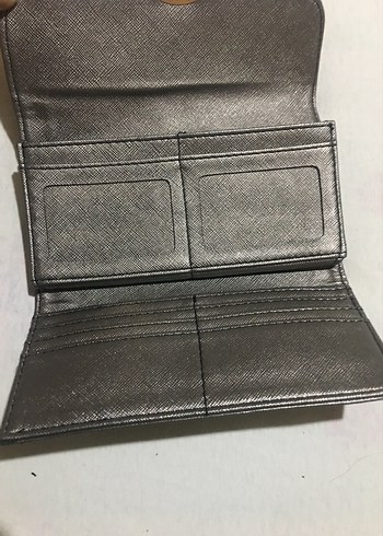 Gri Deri Tokalı Kadın Portföy Cüzdan - Görsel 2