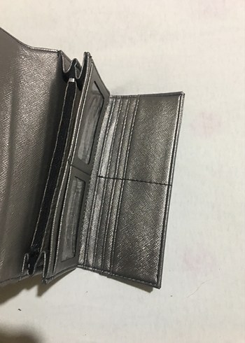 Gri Deri Tokalı Kadın Portföy Cüzdan - Görsel 5