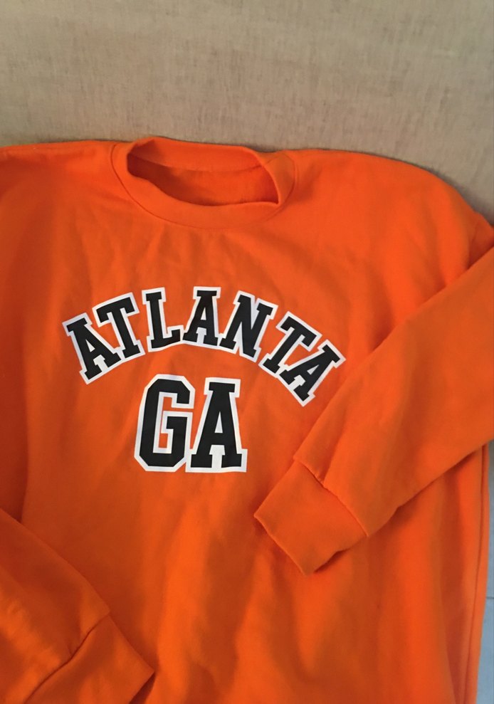 Turuncu Atlanta Baskılı Kadın Sweatshirt - Görsel 2
