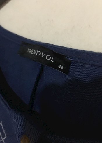 Nakışlı Lacivert Uzun Kollu Bohem tesettür Tunik - Görsel 3