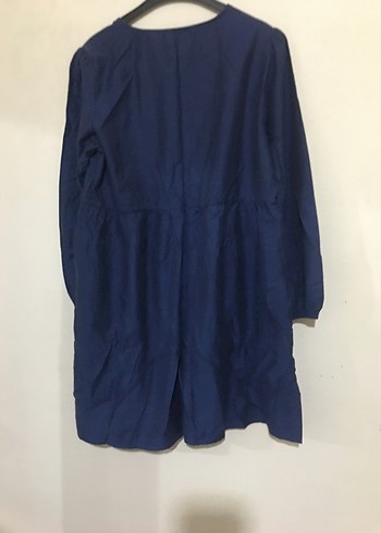 Nakışlı Lacivert Uzun Kollu Bohem tesettür Tunik - Görsel 4