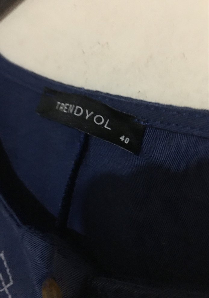 Nakışlı Lacivert Uzun Kollu Bohem tesettür Tunik - Görsel 3