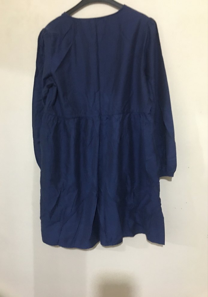 Nakışlı Lacivert Uzun Kollu Bohem tesettür Tunik - Görsel 4