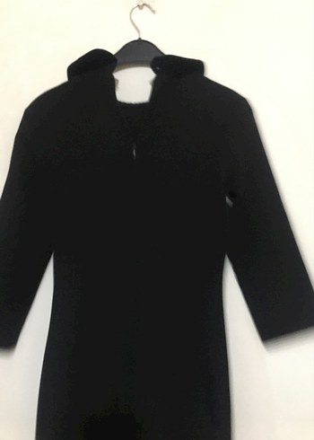 Nakışlı Siyah Midi Elbise - Görsel 3