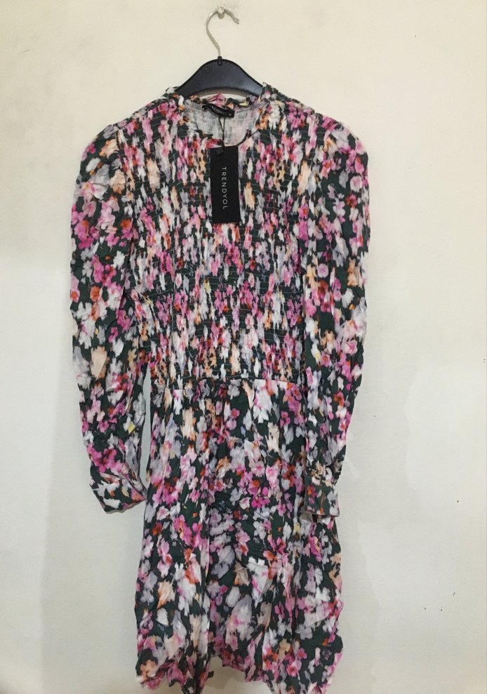 Kadın Çok Renkli Pilili Midi Elbise - Görsel 2