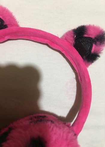 Pembe Leopar Desenli Kürklü Kulaklık - Görsel 3