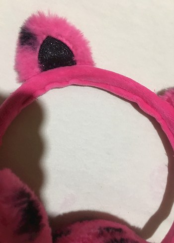 Pembe Leopar Desenli Kürklü Kulaklık - Görsel 2