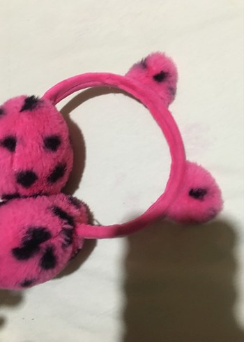 Pembe Leopar Desenli Kürklü Kulaklık - Görsel 4