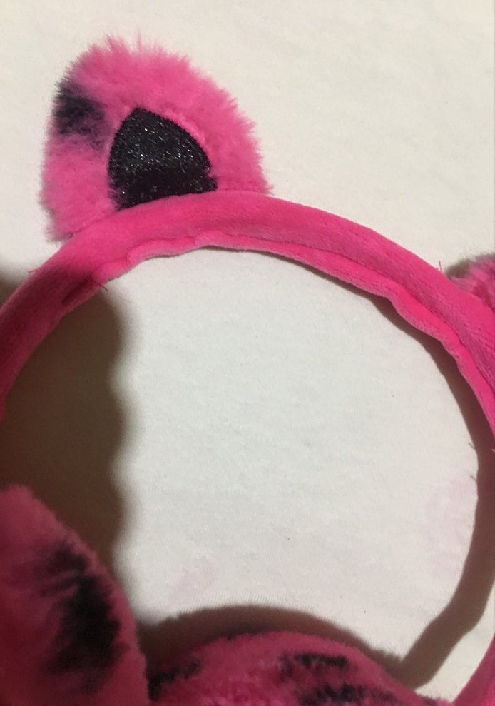 Pembe Leopar Desenli Kürklü Kulaklık - Görsel 2