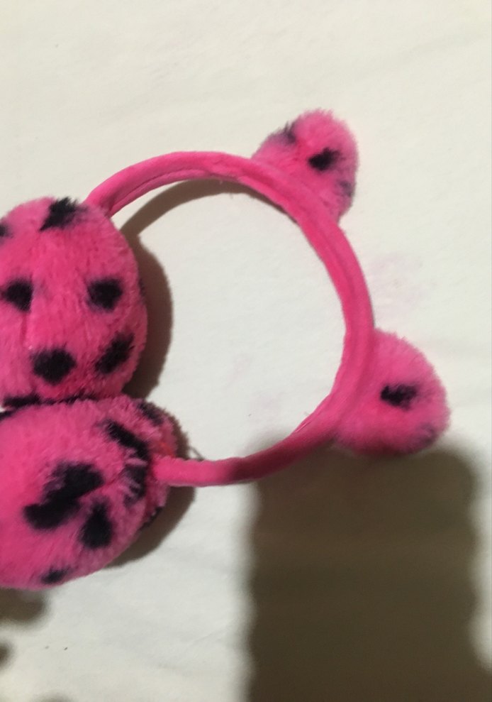 Pembe Leopar Desenli Kürklü Kulaklık - Görsel 4