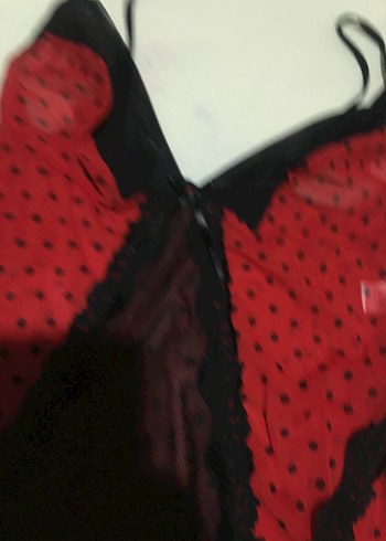 Kırmızı Desenli gecelik - Görsel 3