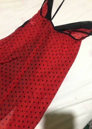 Kırmızı Desenli gecelik - Görsel 6