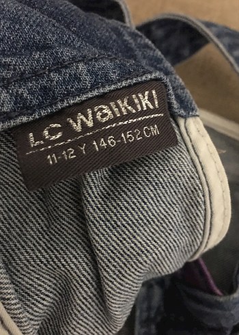 Kız Çocuk Pembe Drapeli kot Elbise - Görsel 8