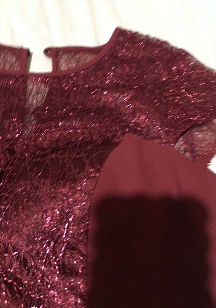 A9-Bordo Simli Abiye Elbise - Görsel 4