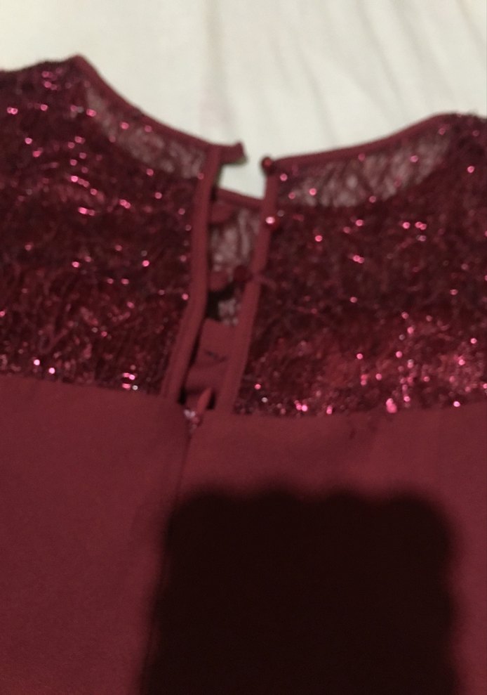 A9-Bordo Simli Abiye Elbise - Görsel 5