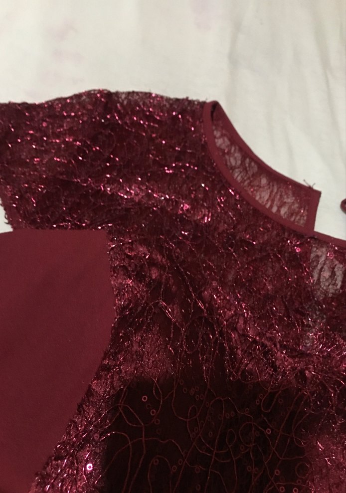 A9-Bordo Simli Abiye Elbise - Görsel 3