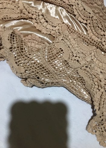 A9-Bej Fırfırlı Örgü Bohem Şort - Görsel 4