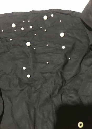 A9-Siyah Parlak Taşlı Düğmeli Kadın Gömlek - Görsel 4