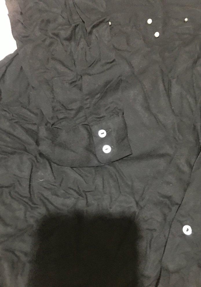 A9-Siyah Parlak Taşlı Düğmeli Kadın Gömlek - Görsel 3