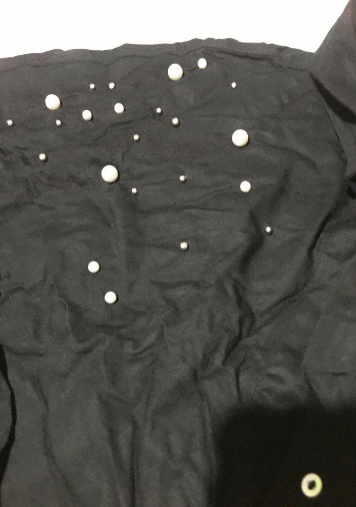 A9-Siyah Parlak Taşlı Düğmeli Kadın Gömlek - Görsel 4