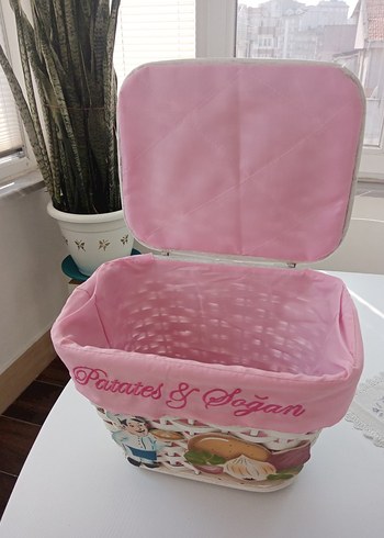 Beyaz pastel renkli, hasır, patates, soğan sepeti - Görsel 2