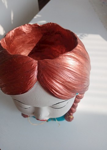 Turkuaz Renkli Kadın Figürlü saksı - Görsel 2