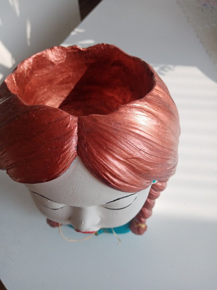 Turkuaz Renkli Kadın Figürlü saksı - Görsel 2