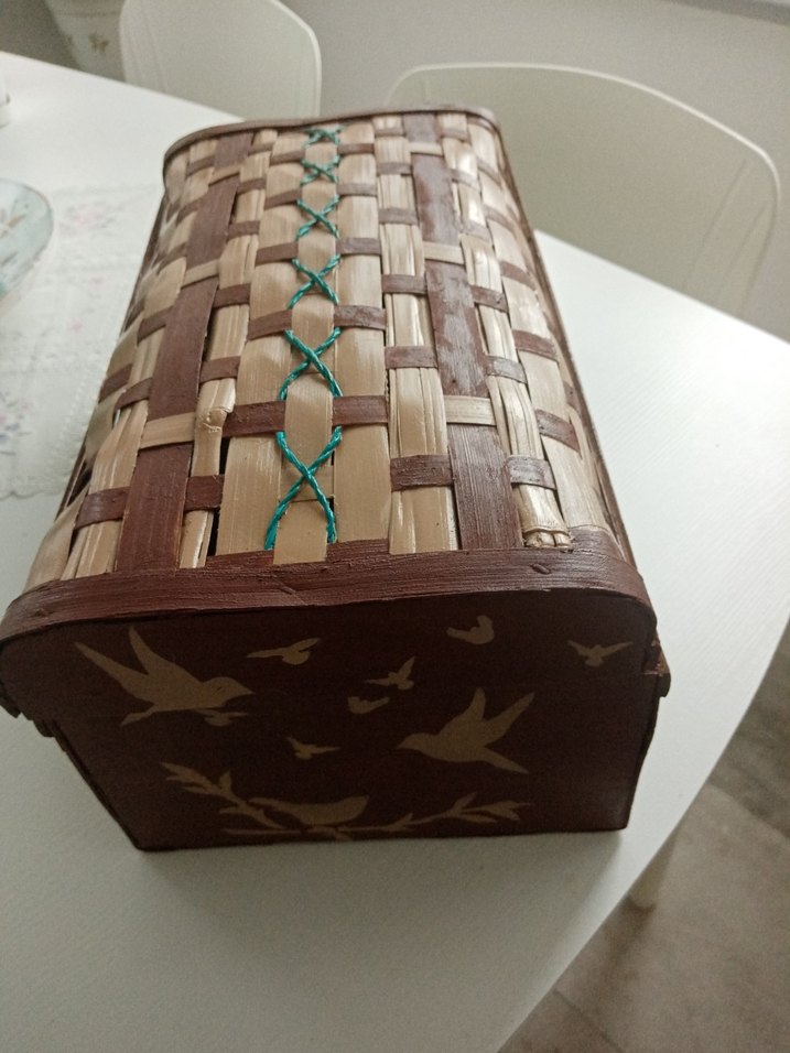 Koyu Kahverengi Hasır Saklama Sepeti - Görsel 2