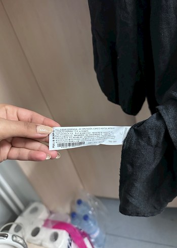 Gri V Yaka Midi Keten Elbise - Görsel 6