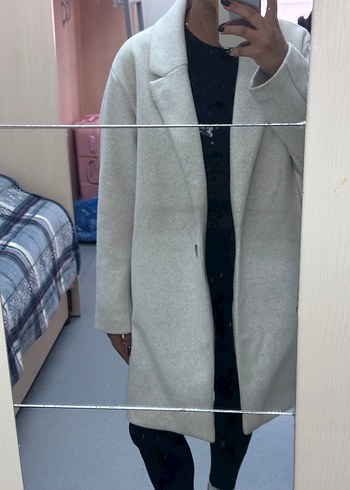 Düğmeli Bej Melanj Midi Kadın Kaban - Görsel 6