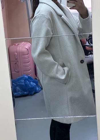 Düğmeli Bej Melanj Midi Kadın Kaban - Görsel 3