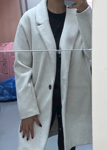 Düğmeli Bej Melanj Midi Kadın Kaban - Görsel 2