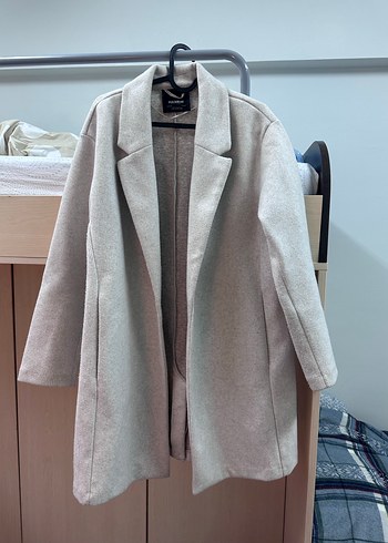 Düğmeli Bej Melanj Midi Kadın Kaban - Görsel 7