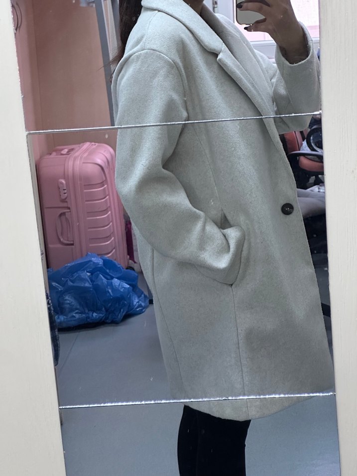 Düğmeli Bej Melanj Midi Kadın Kaban - Görsel 3